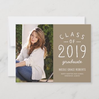 Hand Lettered Graduation Photo Announcement Buff by HolidayInk at Zazzle