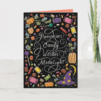 Hand-lettered Halloween Wishes Holiday Card