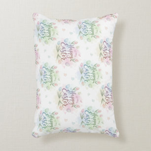 Hand-Lettered Happy Easter Watercolor Accent Pillow