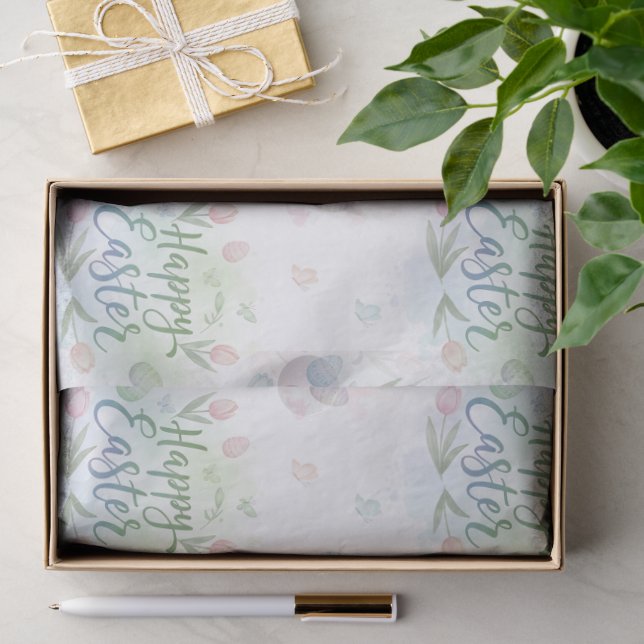 Hand-Lettered Happy Easter Watercolor Tissue Paper (Gift)