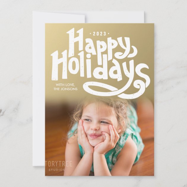Hand Lettered Happy Holidays Modern Photo Card