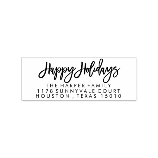 Hand-Lettered Happy Holidays Return Address Stamp