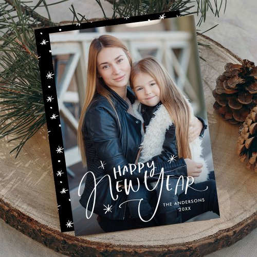 Hand_Lettered Happy New Year Photo Holiday Card