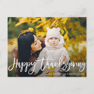 hand lettered Happy Thanksgiving photo Postcard