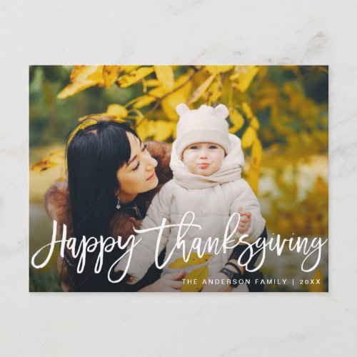 hand lettered Happy Thanksgiving photo Postcard