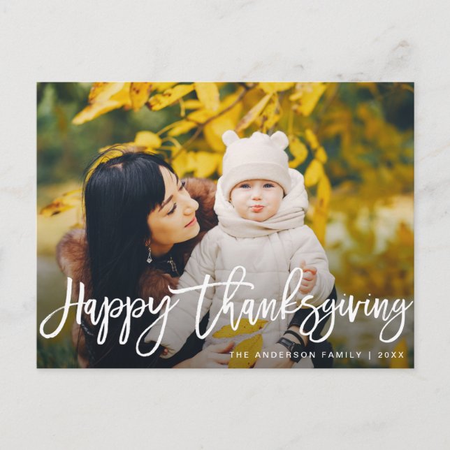 hand lettered Happy Thanksgiving photo Postcard (Front)