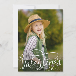 Hand-lettered Happy Valentine's Day Photo Holiday Card
