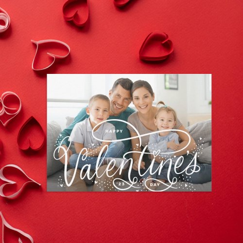 Hand_lettered Happy Valentines Day Photo Holiday Card