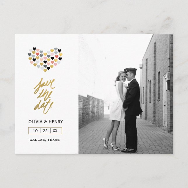 Hand Lettered Hearts | Save the Date Postcard (Front)
