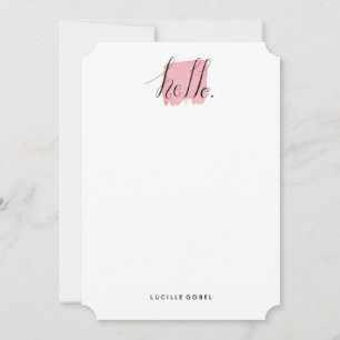 Hand Lettered Hello Modern Personalized Stationery Note Card