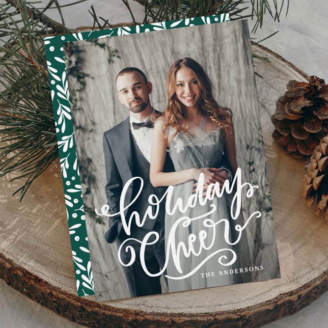 Hand-Lettered Holiday Cheer Script Overlay Photo Card (Creator Uploaded)
