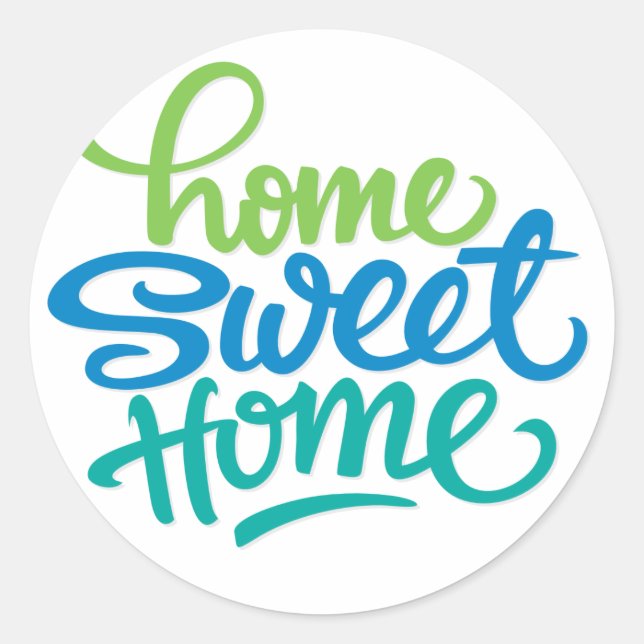 HAND LETTERED HOME SWEET HOME | HOUSEWARMING PARTY CLASSIC ROUND STICKER (Front)