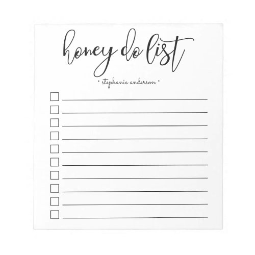 Hand_Lettered Honey Do List Personalized Notepad