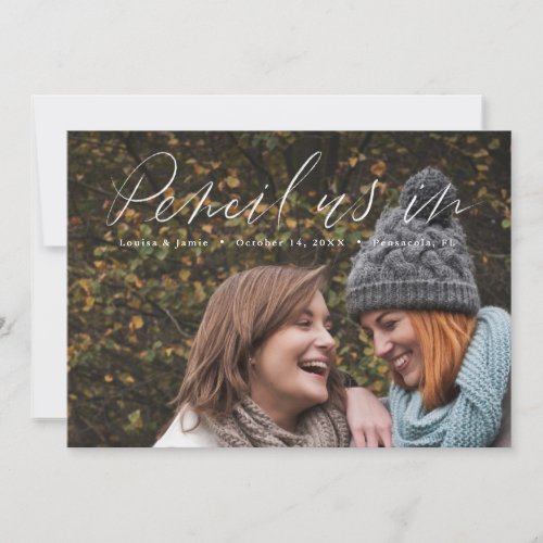 Hand Lettered Horizontal Photo Save the Date Invitation