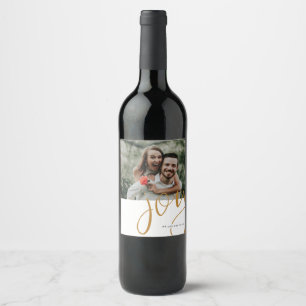 Hand Lettered Joy Custom Photo Wine Label