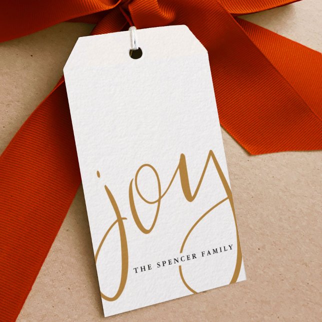 Hand Lettered Joy Gift Tags (Hand lettered joy Christmas gift tag.)