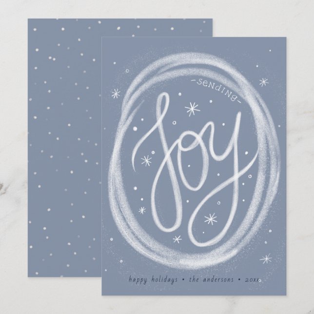 Hand-lettered Joy- Non-Photo Flat Holiday Card | Zazzle