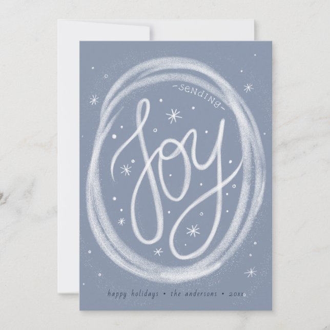 Hand-lettered Joy- Non-Photo Flat Holiday Card (Front)