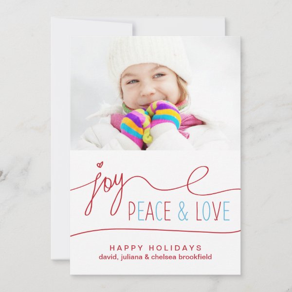 Hand Lettered Joy Photo Holiday Card