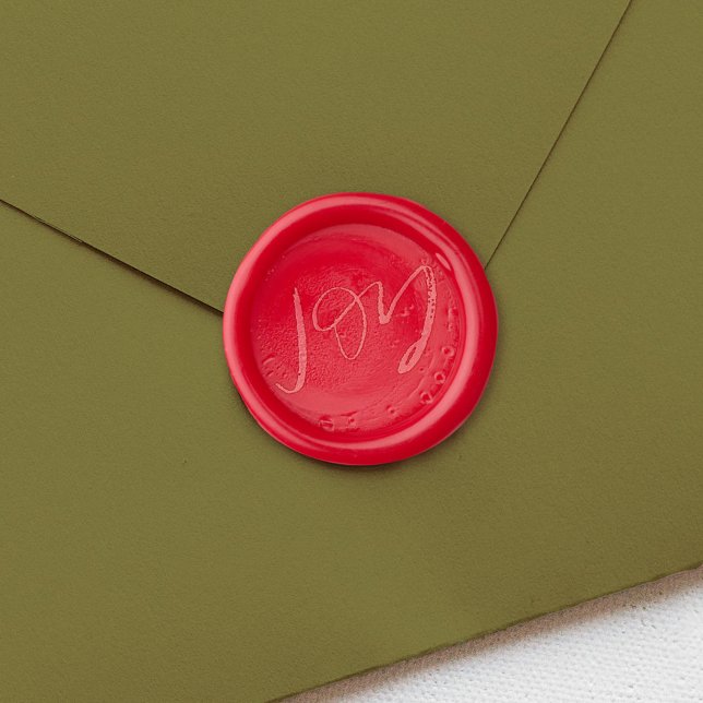 Hand-lettered Joy Wax Seal Stamp (Hand-lettered Joy Christmas holiday wax seal.)