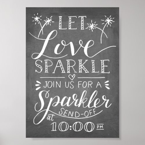 Hand Lettered Let Love Sparkler Sparkler Sendoff Poster