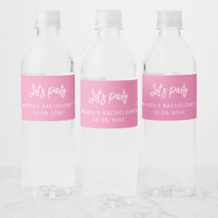 Hand-Lettered "Let's Party" Bachelorette Party Water Bottle Label