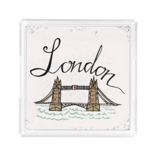 Hand Lettered London Bridge Acrylic Tray