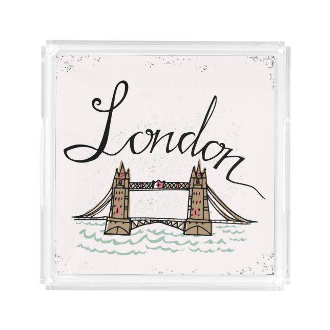 Hand Lettered London Bridge Acrylic Tray (Front)