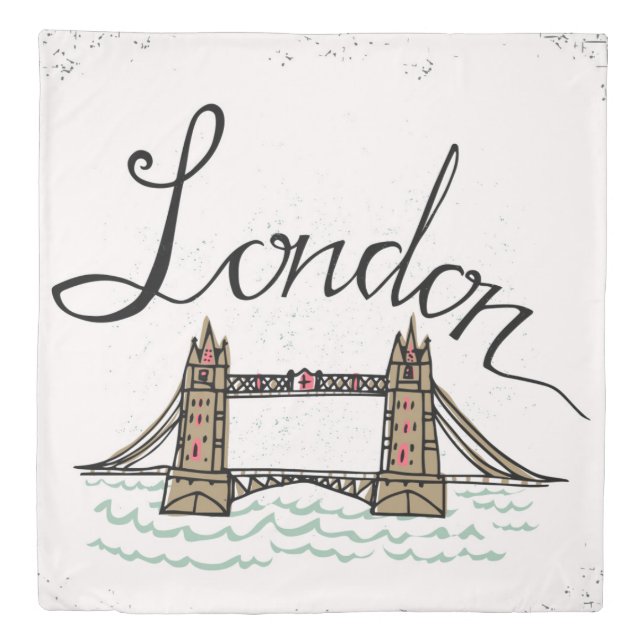 Hand Lettered London Bridge Duvet Cover (Front)