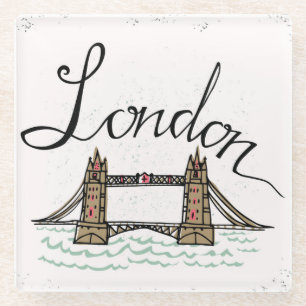 Hand Lettered London Bridge Glass Coaster