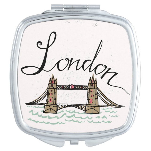 Hand Lettered London Bridge Mirror For Makeup (Front)