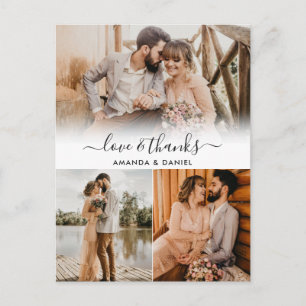 Hand Lettered Love and Thanks Wedding Photo Announcement Postcard