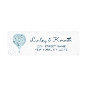 Hand Lettered Love Blue Balloon Return Address Label