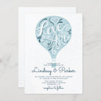 Hand Lettered Love Blue Hot Air Balloon Wedding
