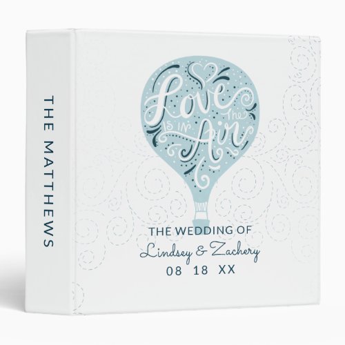Hand Lettered Love Blue Wedding Photo Album 3 Ring Binder