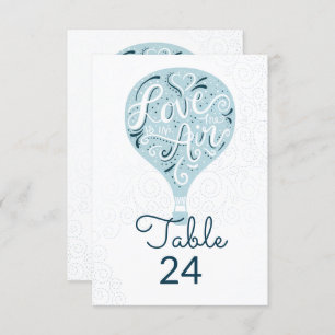 Hand Lettered Love Blue Wedding Table Numbers