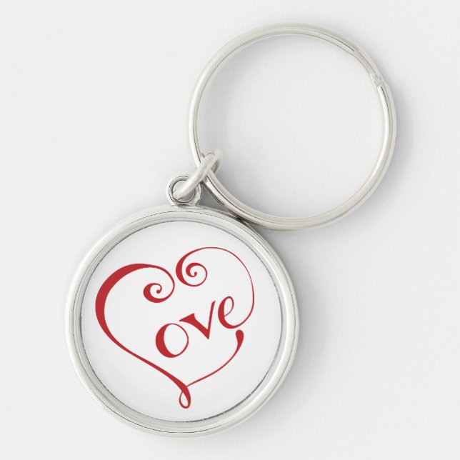 Hand Lettered Love Heart in Red Keychain (Front)