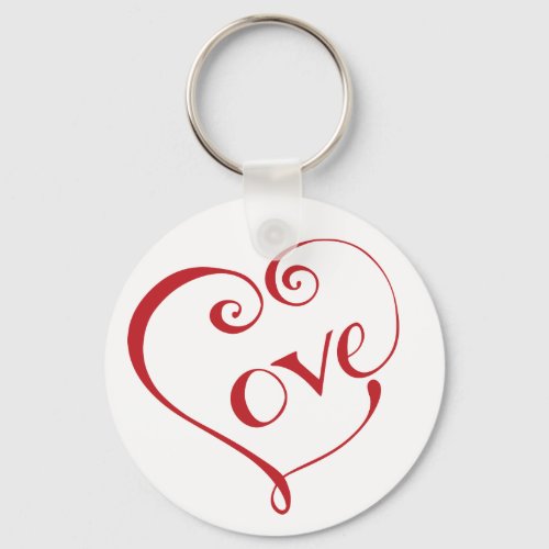 Hand Lettered Love Heart in Red Keychain