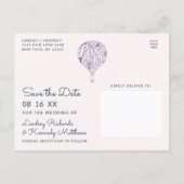Hand Lettered Love Lavender Balloon Save the Date Announcement Postcard (Back)