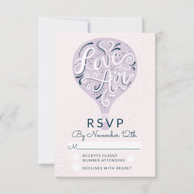 Hand Lettered Love Lavender Wedding RSVP Reply (Front)