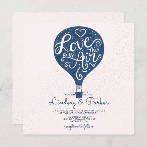 Hand Lettered Love Navy Blue Wedding Square Invitation