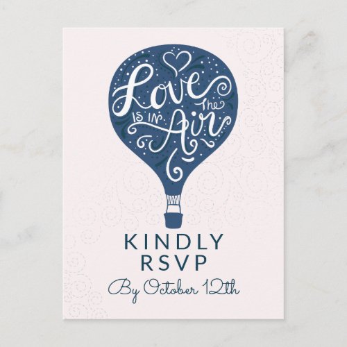 Hand Lettered Love Navy Wedding Meal Choice RSVP Postcard