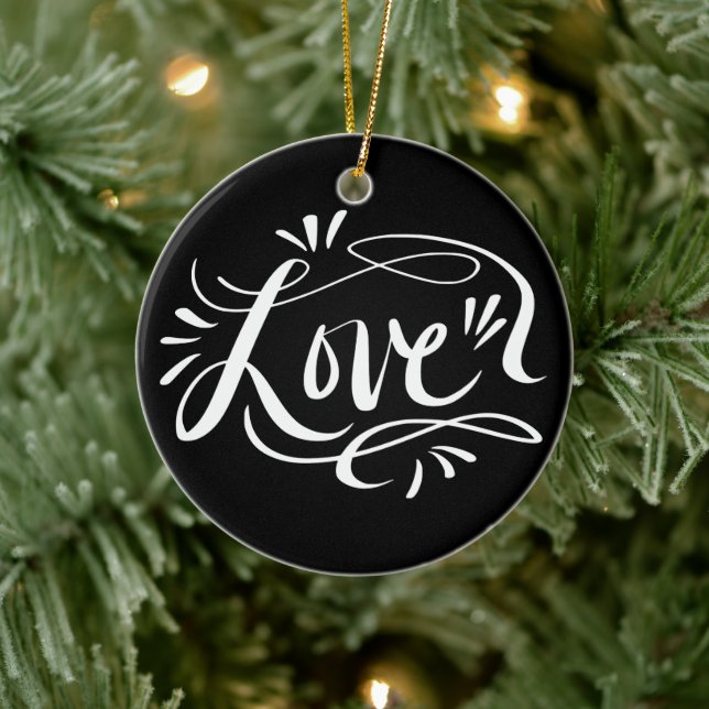 Hand lettered LOVE sign Christmas tree ornament (Tree)