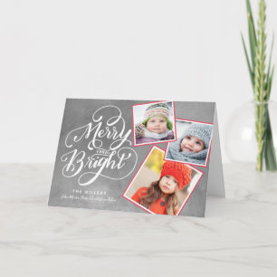 Hand Lettered Merry and Bright Christmas Snapshots Card