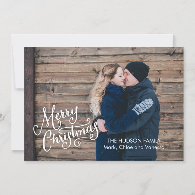 Hand Lettered Merry Christmas Full Photo Holiday Card