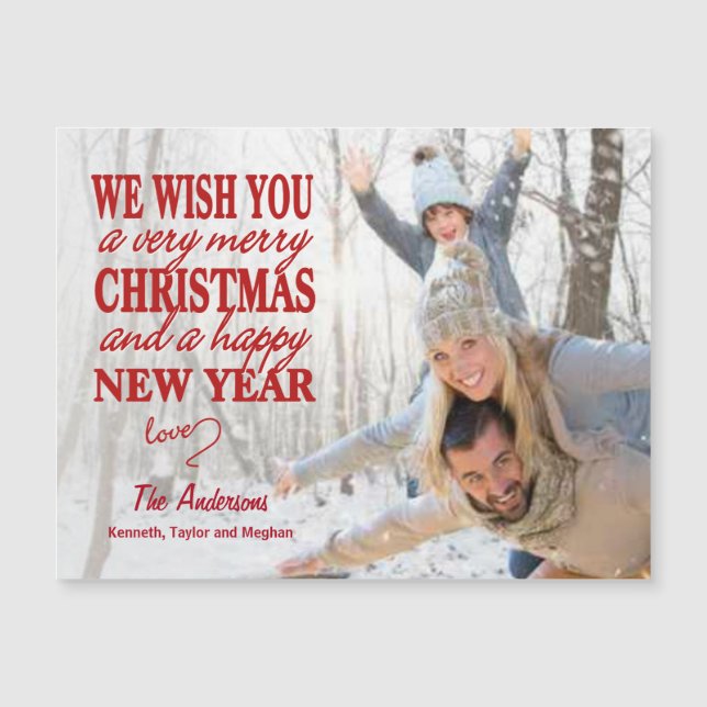 Hand Lettered Merry Christmas Full-Photo Magnet (Front)