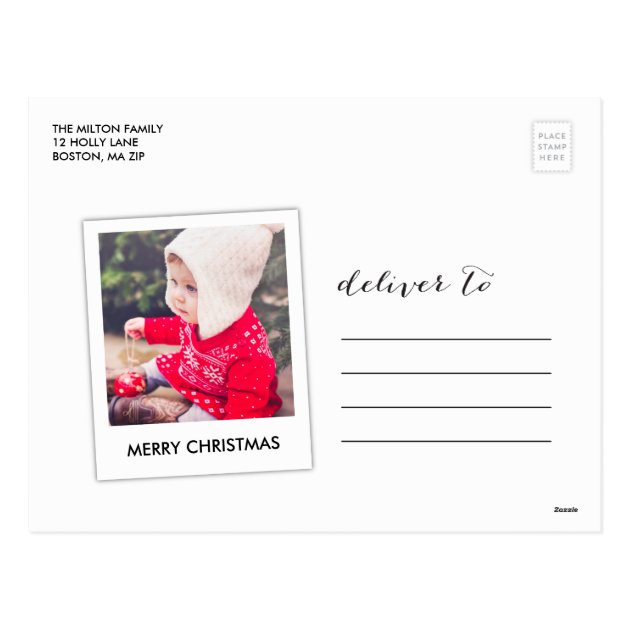 Hand Lettered Merry Christmas Full Photo Postcard