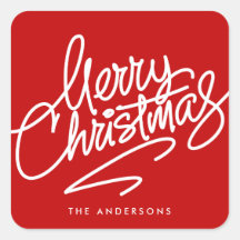 HAND-LETTERED MERRY CHRISTMAS | HOLIDAY STICKER