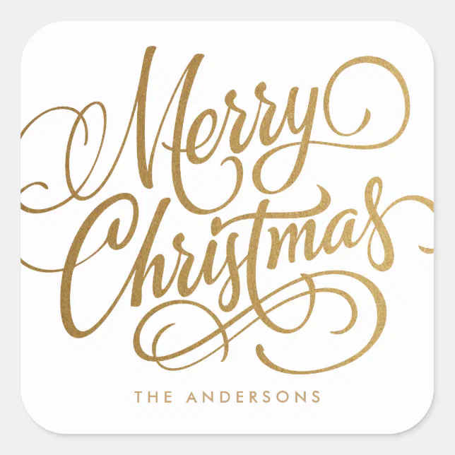 Hand Lettered Merry Christmas Holiday Sticker Zazzle 4142