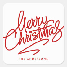 HAND-LETTERED MERRY CHRISTMAS | HOLIDAY STICKER